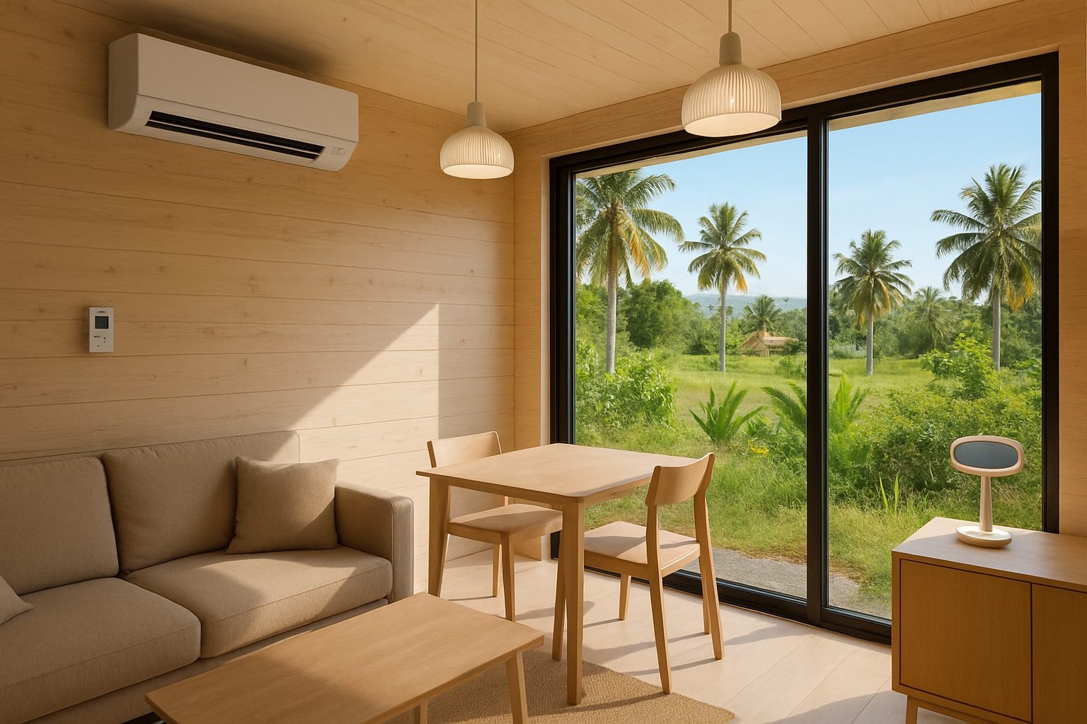 Adapting to Climate Change: The Role of Davao Constructors in Sustainable Building 3 Prefabricated home interior with energy-efficient systems in Davao.