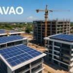 Davao construction site with solar panels on rooftops.